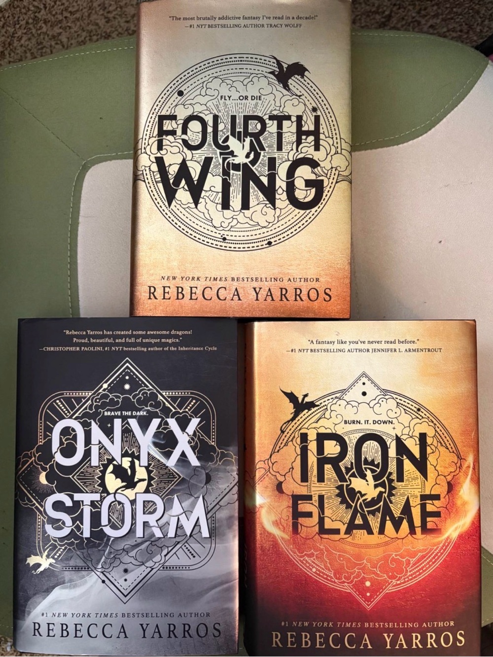 Rebecca Yarros Dragon Trilogy Hardcover Set - Gold, Black, Red Covers
